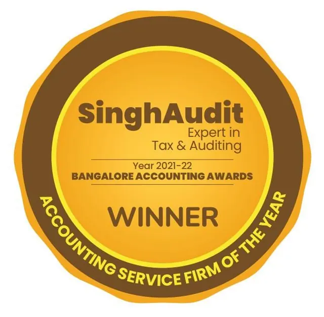 Bangalore Accounting Awards 2021–22 winner badge: SinghAudit, Accounting Service Firm of the Year